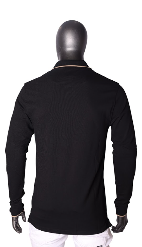 Polo Golfer Long Sleeve Essential Pique Black